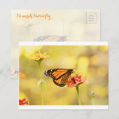 Monarch Butterfly über Zinnia Postkarte (Vorne/Hinten)
