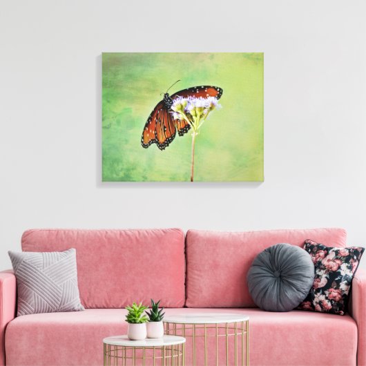 Monarch Butterfly und Blume Leinwand Art Print (Insitu (Wohnzimmer))