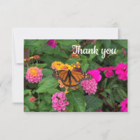 Monarch Butterfly und Pink Blume Danke Karte