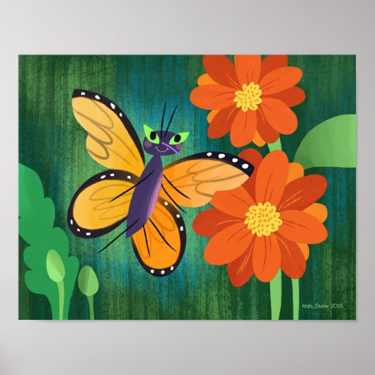 Monarch Butterfly und Red Mum Daisies Poster (Vorne)