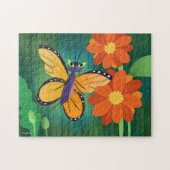 Monarch Butterfly und Red Mum Daisies Puzzle (Horizontal)