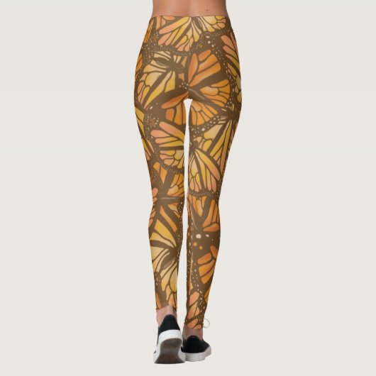 MONARCH BUTTERFLY verblasstes Muster Gold Leggings (Rückseite)