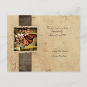 Monarch Butterfly Vintage Wedding UAWG RSVP Karte
