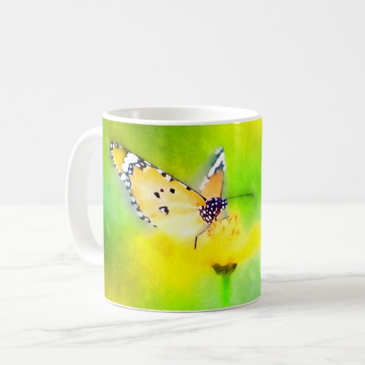 Monarch Butterfly Wasserfarbe Blume Tasse (Vorderseite Links)