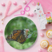 Monarch Butterfly Weißrosa Blume Pappteller (Party)