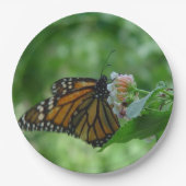 Monarch Butterfly Weißrosa Blume Pappteller (Vorderseite)