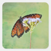 Monarch Butterfly Wildflower Quadratischer Aufkleber (Vorderseite)