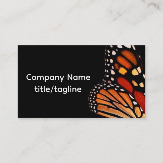 monarch butterfly wing on black custom visitenkarte (Vorderseite)
