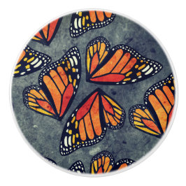 Monarch Butterfly Wings Trio Grey Marbled Keramikknauf
