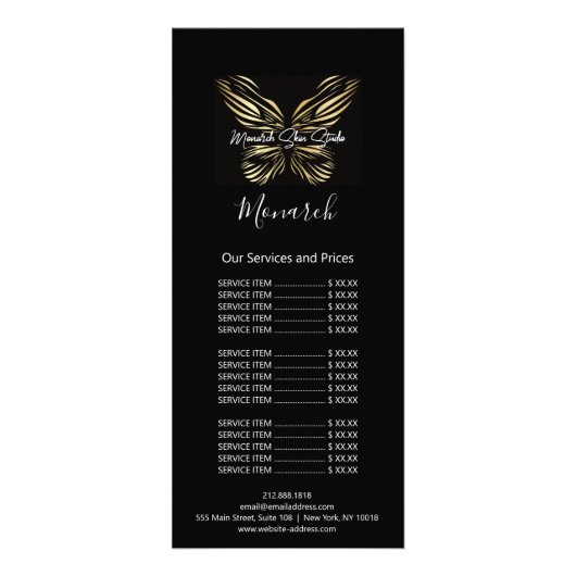 Monarch Hair Makeup Lashes Nail Wax Logo Black Werbekarte (Hinten)