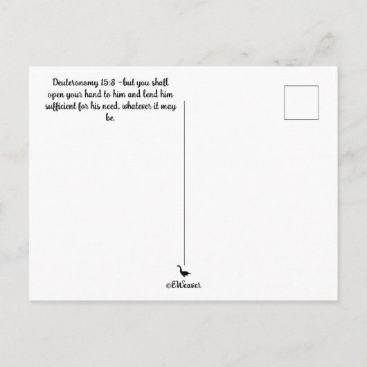 Monarch in Open Hands Deuteronomie 15:8 Postkarte (Rückseite)