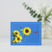 Monarch mit Gelb und Blau Postkarte (Stehend Vorderseite)
