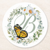 Monarch Monogram Paper-Untersetzer Runder Pappuntersetzer (Vorderseite)