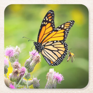 Monarch on thistle Drink Coaster Rechteckiger Pappuntersetzer