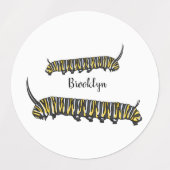 Monarch Raupe Cartoon Etiketten (Design 1)