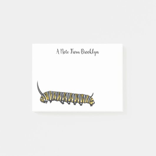 Monarch Raupe Cartoon Post-it Klebezettel (Vorderseite)