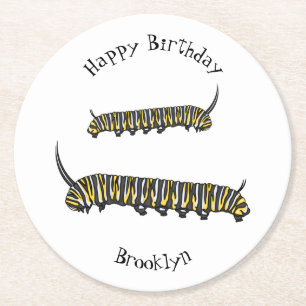 Monarch Raupe Cartoon Runder Pappuntersetzer