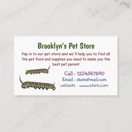 Monarch Raupe Cartoon Visitenkarte (Vorderseite)