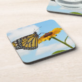 Monarch-Schmetterling auf einer schwarzen mit Getränkeuntersetzer (Linke Seite)