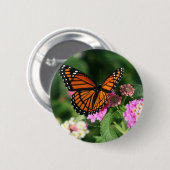 Monarch-Schmetterling auf Lantana-Blume Button (Vorne & Hinten)