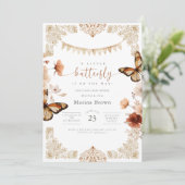 Monarch-Schmetterling-Baby-Party  Einladung (Stehend Vorderseite)