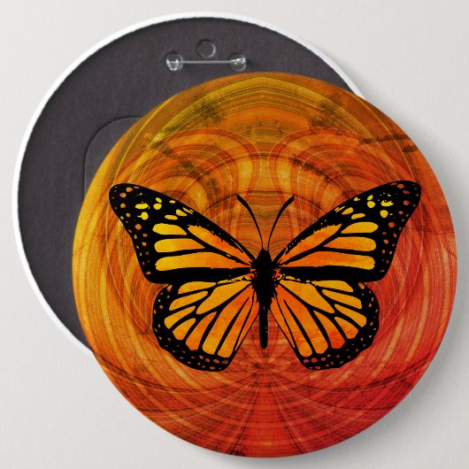 Monarch-Schmetterling Gold Rot Button (Vorne & Hinten)