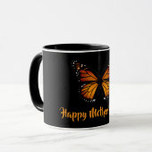 Monarch-Schmetterling Personalisierter schwarzer B Tasse (Vorderseite Links)