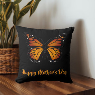 Monarch-Schmetterling Personalisiertes Schwarzes W Kissen
