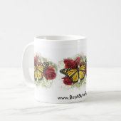 Monarch-Schmetterling und Rosen-Schale Kaffeetasse (Vorderseite Links)