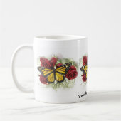 Monarch-Schmetterling und Rosen-Schale Kaffeetasse (Links)