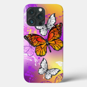 Monarch-Schmetterlinge auf violettem Hintergrund Case-Mate iPhone Hülle