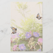 Monarch-Schmetterlings-Blumen-Blumenbriefpapier Briefpapier (Vorderseite)