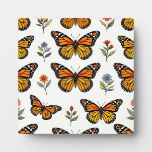 Monarch-Schmetterlings-Blumenmuster Fotoplatte