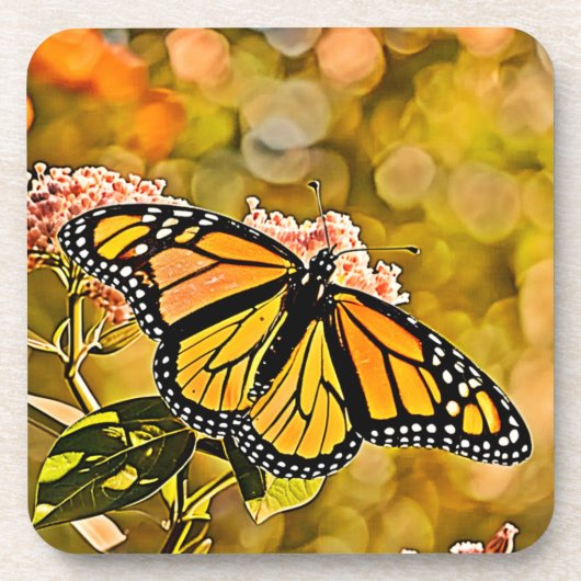 Monarch-Schmetterlings-Gartenkunst Getränkeuntersetzer (Vorderseite)