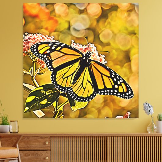 Monarch-Schmetterlings-Gartenkunst Leinwanddruck (Insitu (Wohnzimmer))