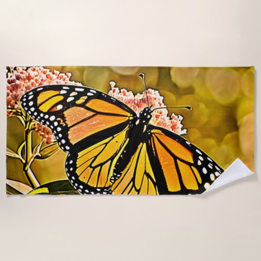 Monarch-Schmetterlings-Gartenkunst Strandtuch (Vorderseite)