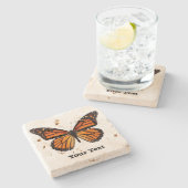 Monarch-Schmetterlings-kundenspezifischer Steinuntersetzer (Seitenansicht)