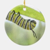 Monarch-Schmetterlings-Raupe, die einen Milkweed Keramikornament (Hinten)