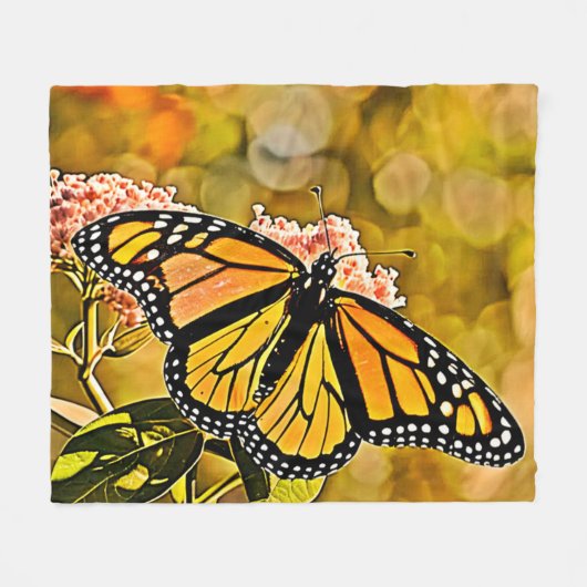Monarch-Schmetterlingsgarten-Kunst Fleecedecke (Vorderseite (Horizontal))
