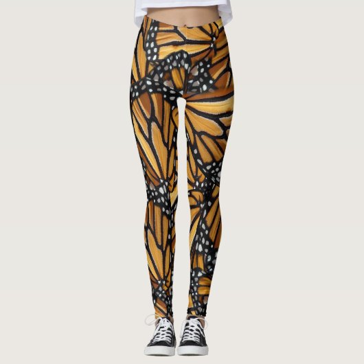 Monarch-Schmetterlingsmuster Leggings (Vorderseite)