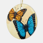 Monarch und blaue Morpho Schmetterlings-Verzierung Keramikornament (Links)