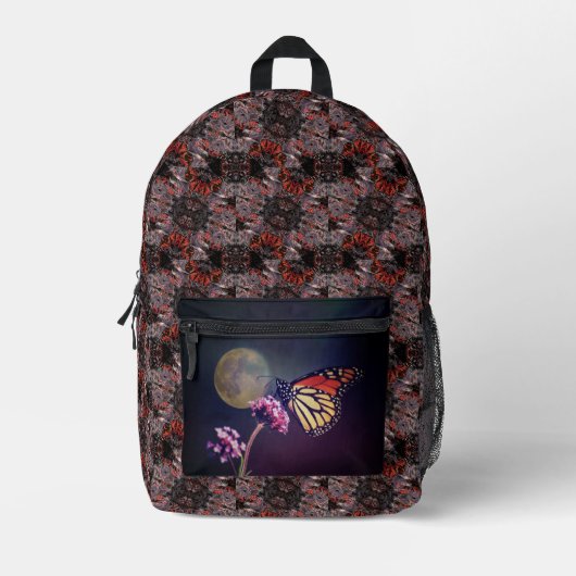 Monarch und Mond Violett Orange Abstrakt Bedruckter Rucksack (Vorderseite)
