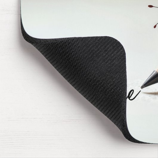 Monarchfalter auf Bleistift mit Text Mousepad (Ecke)