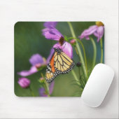 Monarchfalter auf rosa Blumen-Mauspad Mousepad (Mit Mouse)