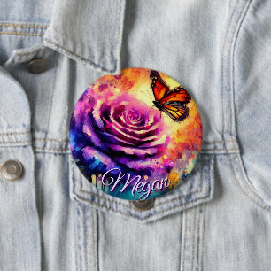 Monarchfalter auf Rose bei Sonnenuntergang Persona Button