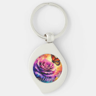 Monarchfalter auf Rose bei Sonnenuntergang Persona Schlüsselanhänger