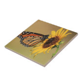 Monarchfalter auf Sonnenblume Fliese (Seite)