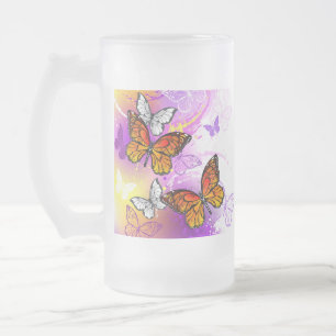 Monarchfalter auf violettem Hintergrund Mattglas Bierglas