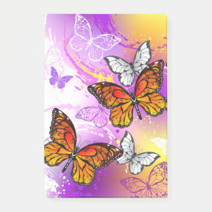 Monarchfalter auf violettem Hintergrund Post-it Klebezettel