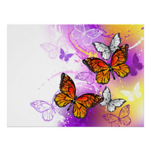 Monarchfalter auf violettem Hintergrund Poster